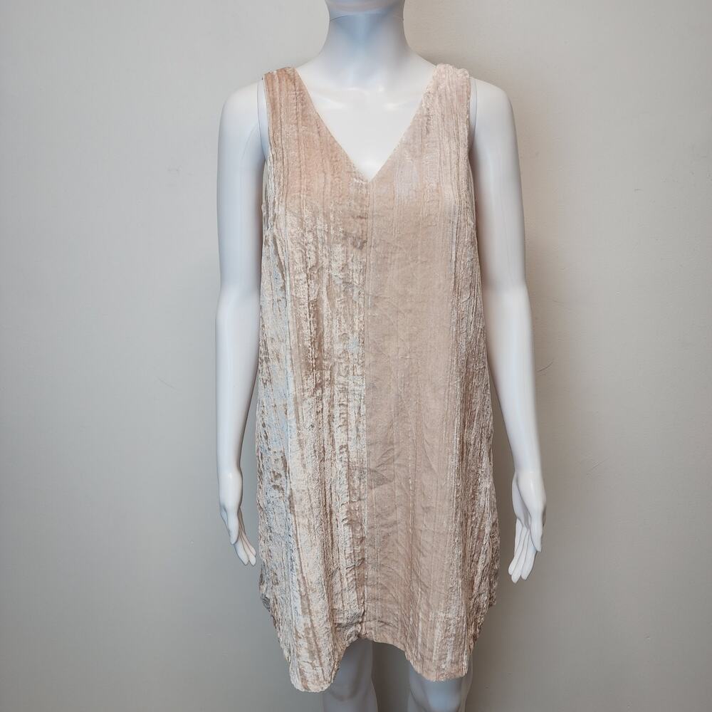 Ann Taylor Crushed Velvet Tank Swing Mini Dress Size 2P Blush V-neck Glam Fairy